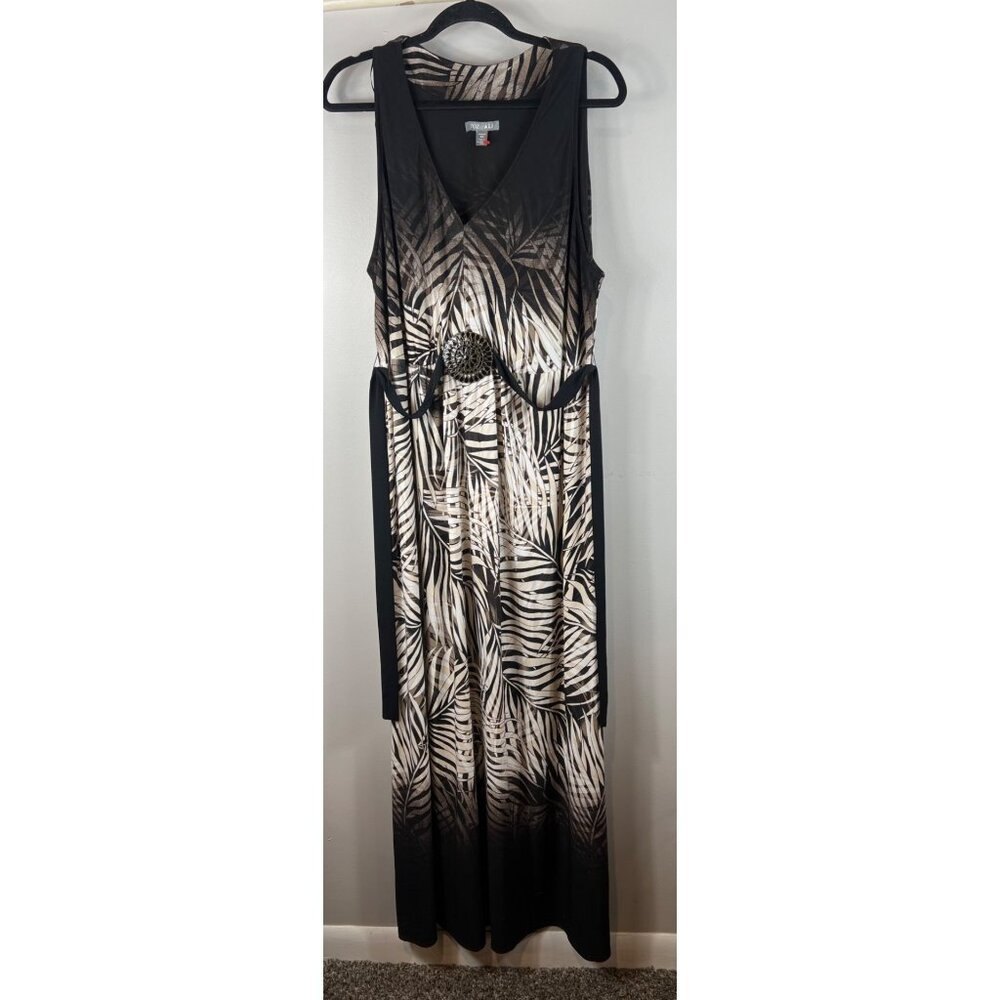 Roz & Ali Plus Maxi Dress Sleeveless Ombre Brown Beige Ivory Size 20